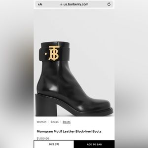 Burberry Monogram Motif Leather Block-heel boots